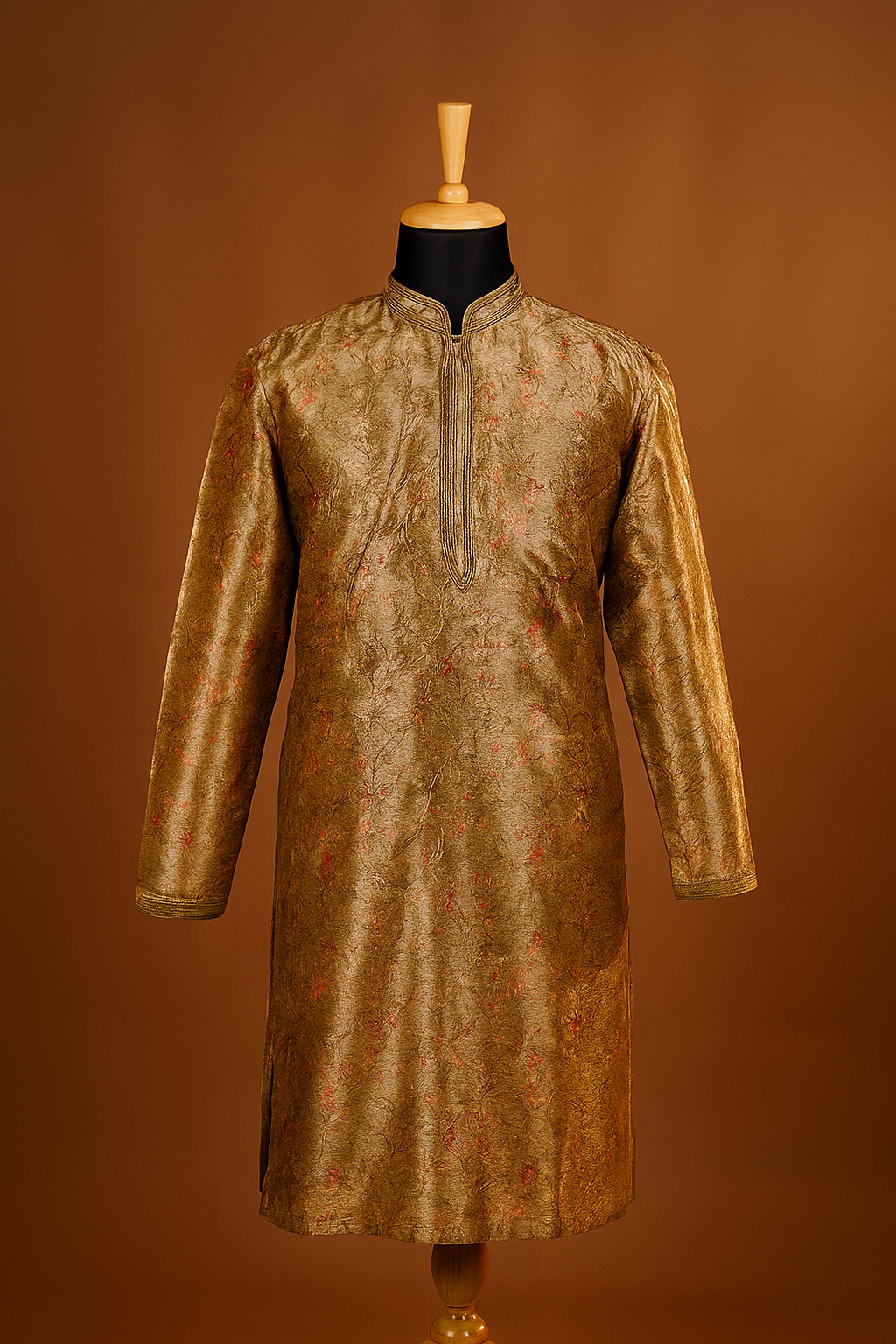 Royal Gold Dupion Silk Kurta Pyjama image 1