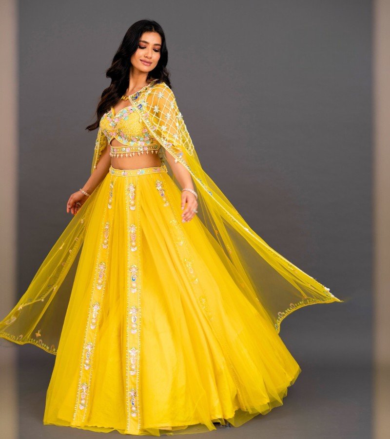 Radiant Yellow Embroidered Lehenga image 1