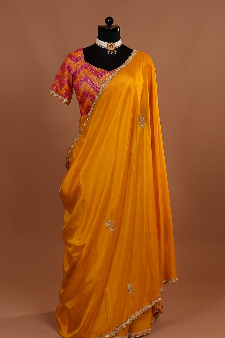 Golden Glow Fancy Saree image 1
