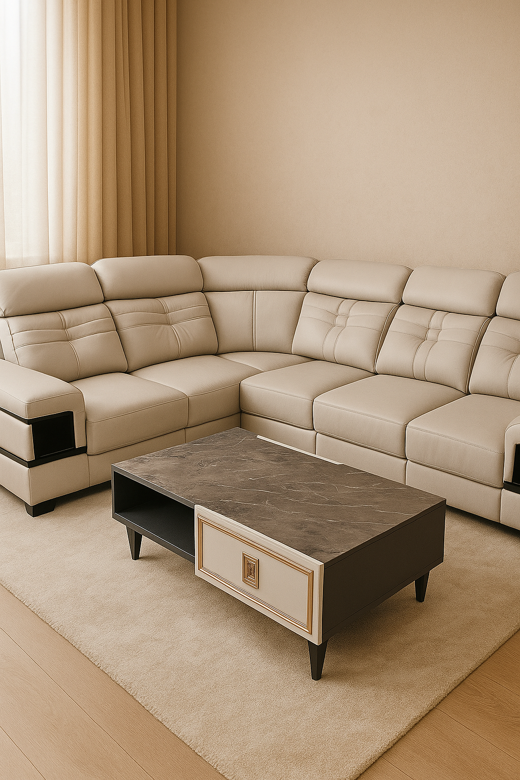 Modern L-Type Leather Sofa Set image 1