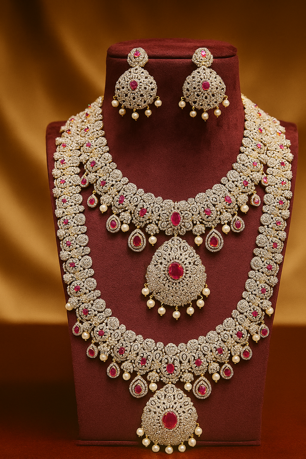 Regal Radiance Bridal Diamond Necklace Sets image 1