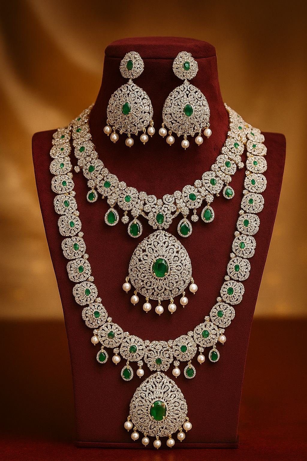 Regal Radiance Bridal Diamond Necklace Sets image 3