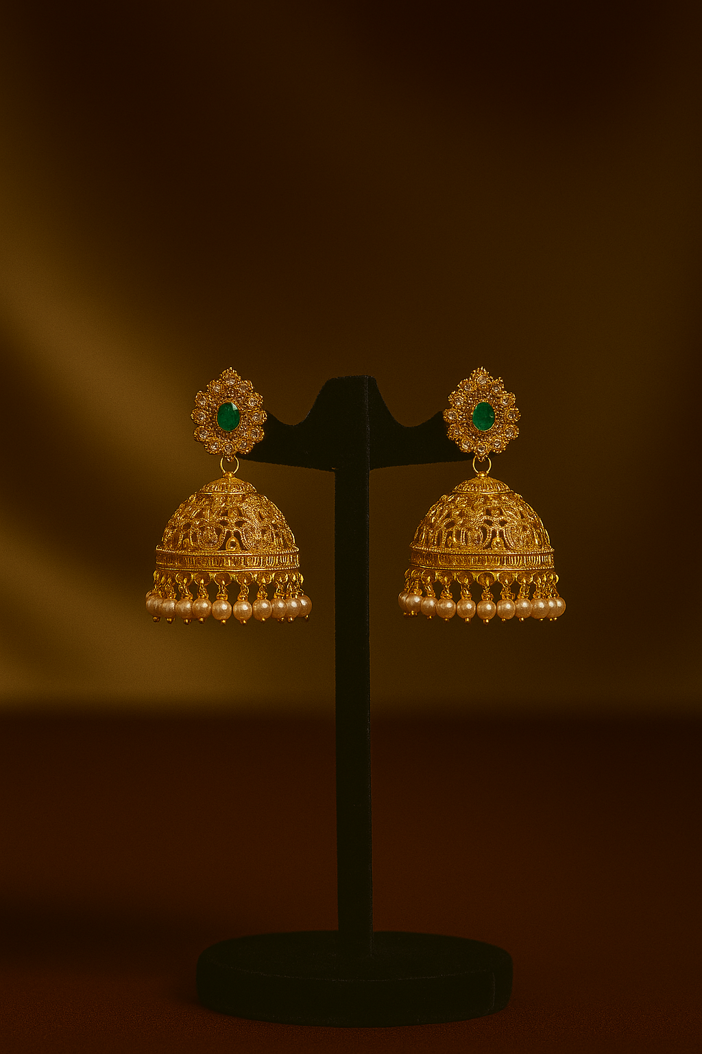 Royal Heritage Gold Jhumka Earrings image 1