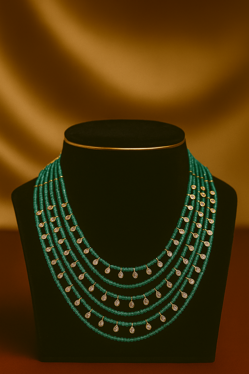 Royal Emerald Droplet Multi-Layer Necklace image 1