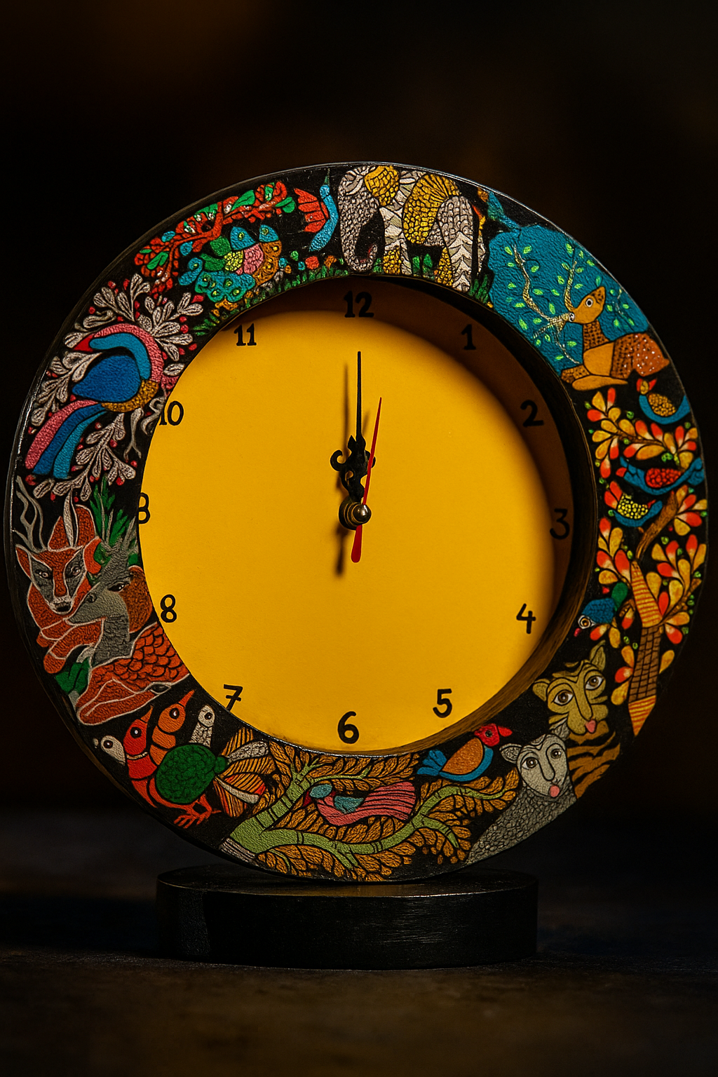 Madhubani Elegance Hand-Painted Wall Clock image 1