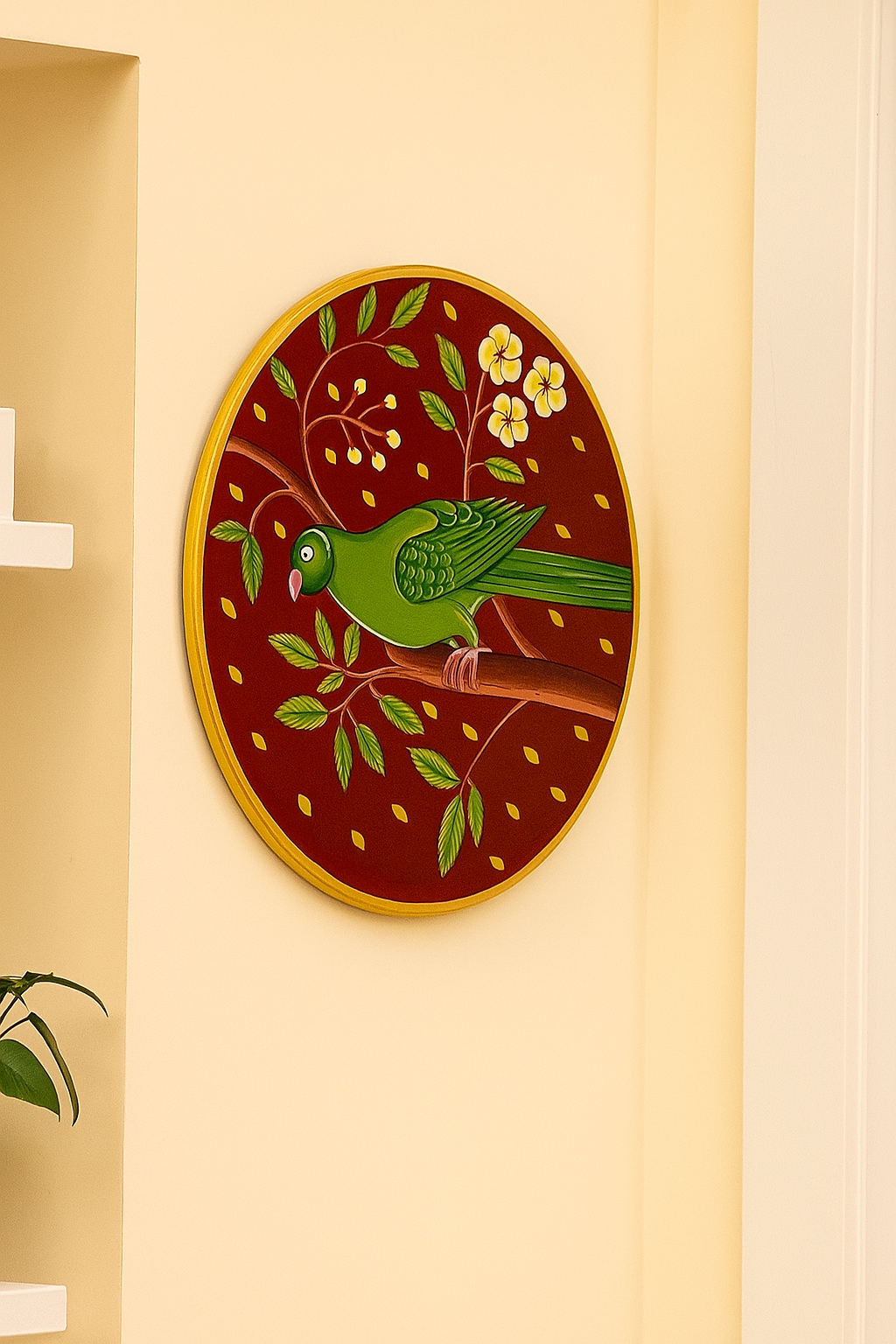 Verdant Parrot Hand-Painted Wall Plate image 1