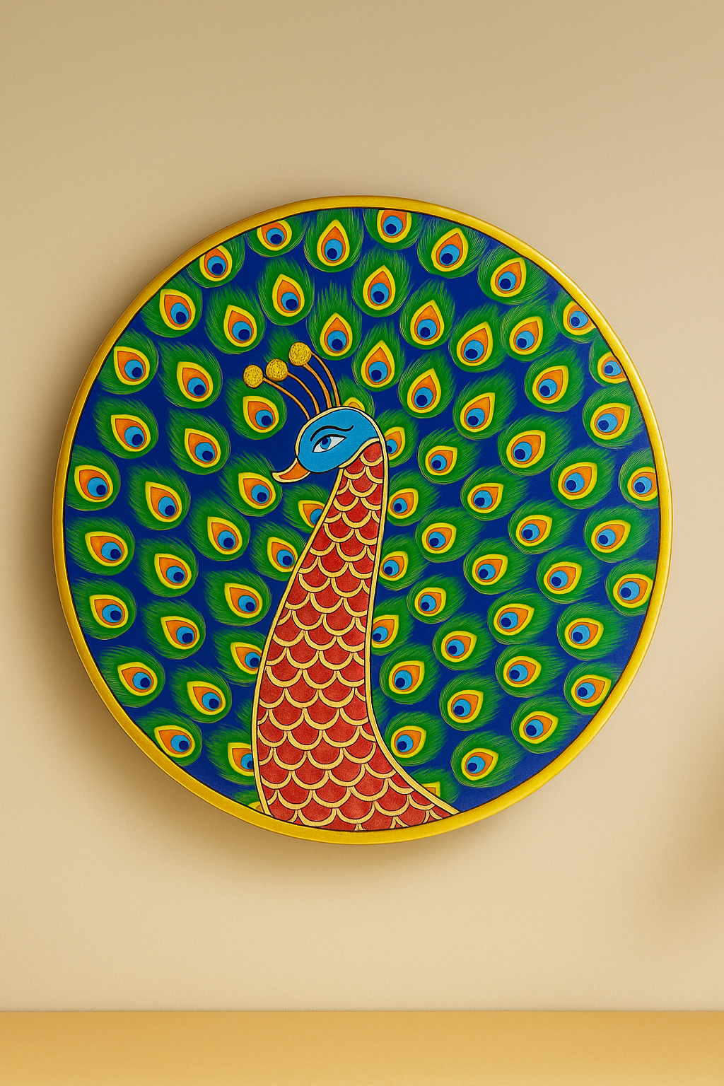Majestic Peacock Hand-Painted Wall Plate image 1