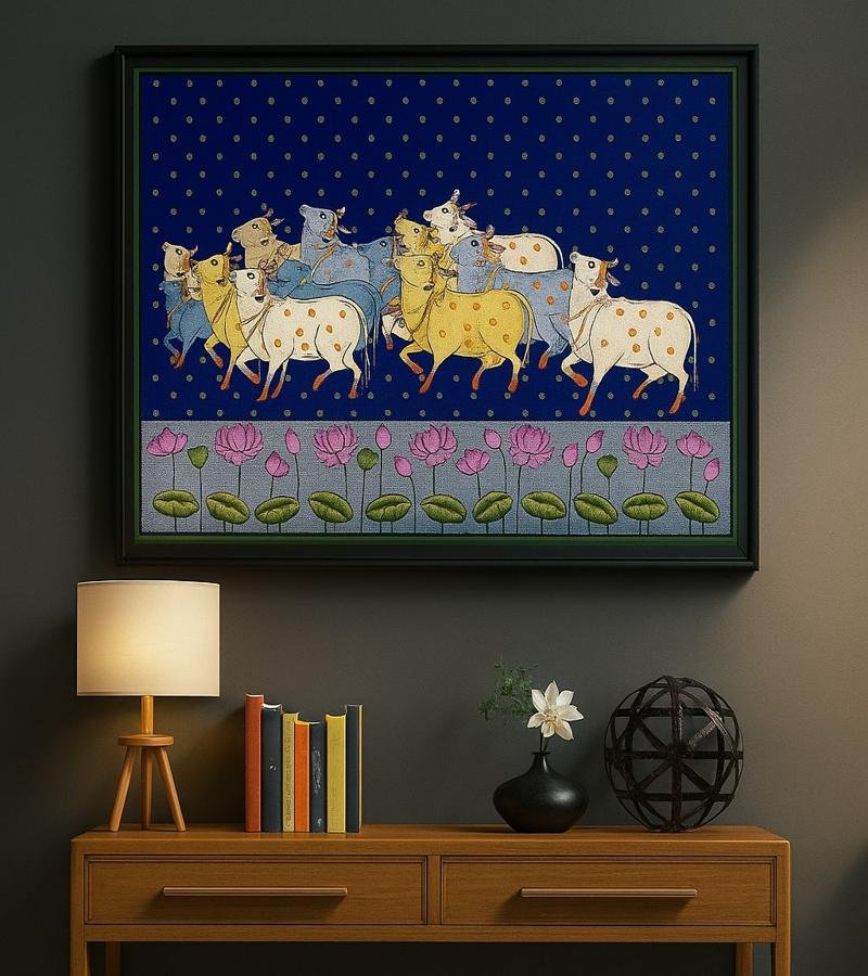 Elegant Pichwai Cow Art Wall Frame image 1