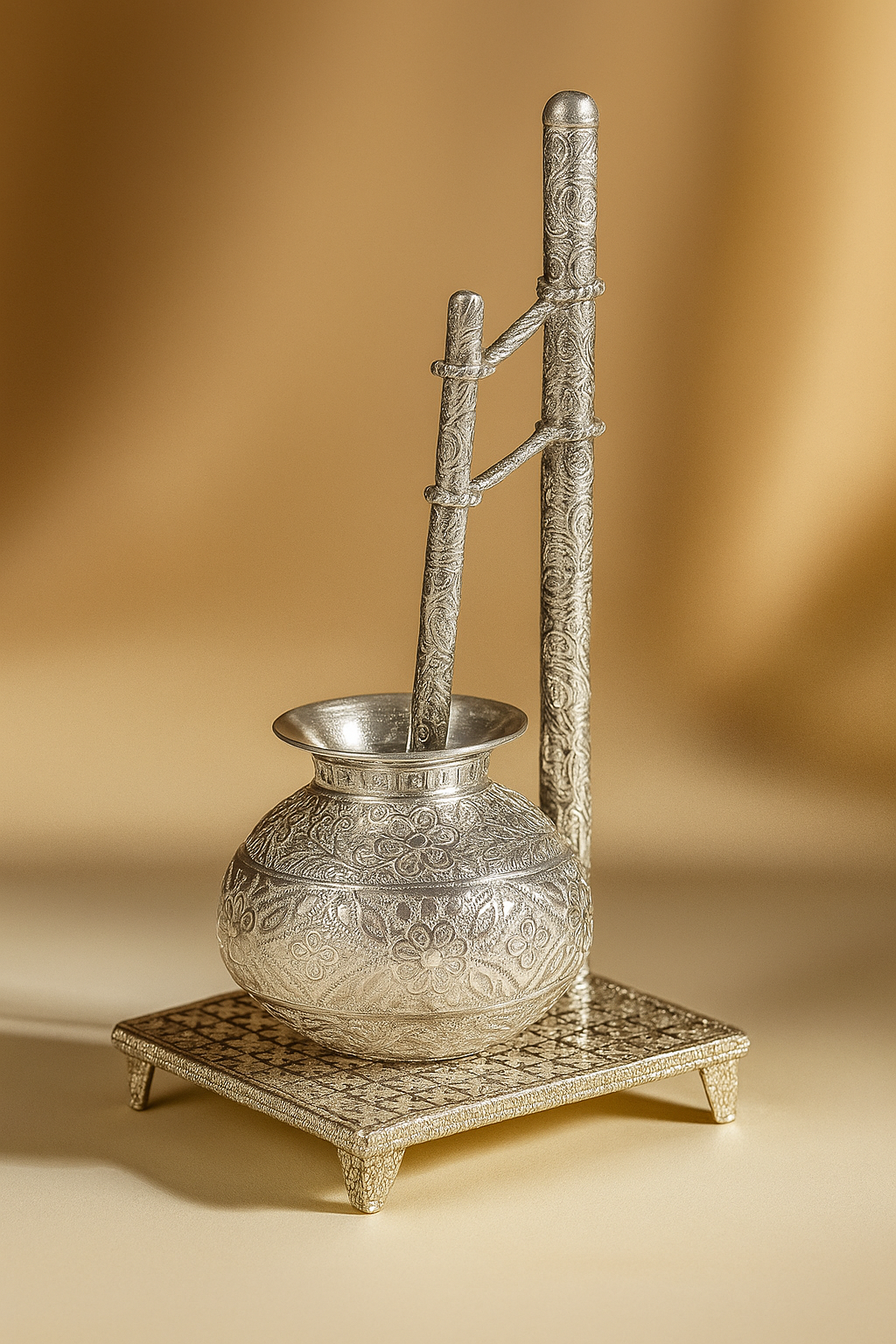 Ornate Silver Hanging Pot Set image 1