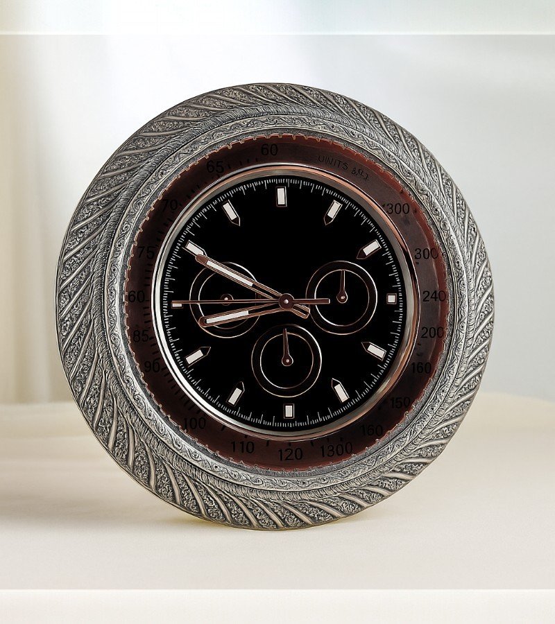 Heritage Carved Silver Wall Clock image 1