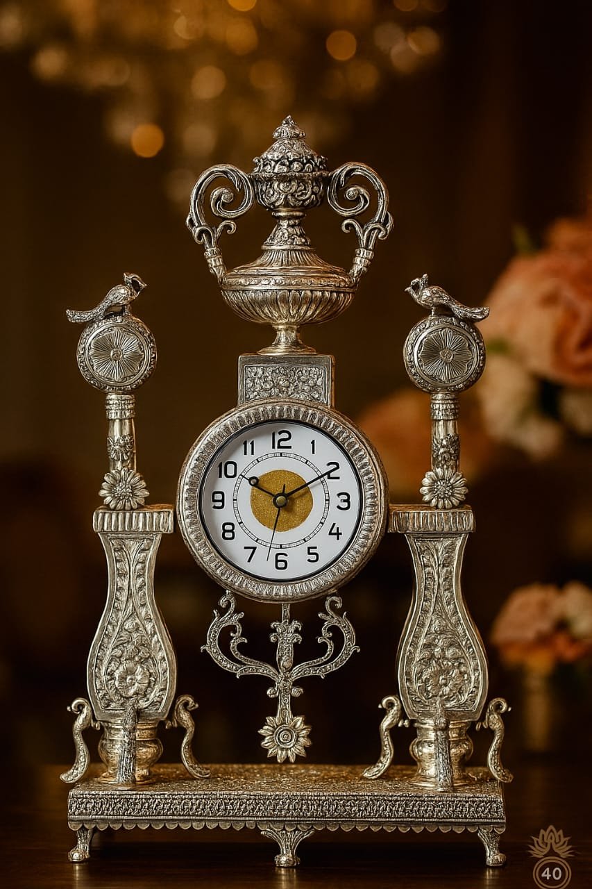 Royal Heritage Silver Mantel Clock image 1