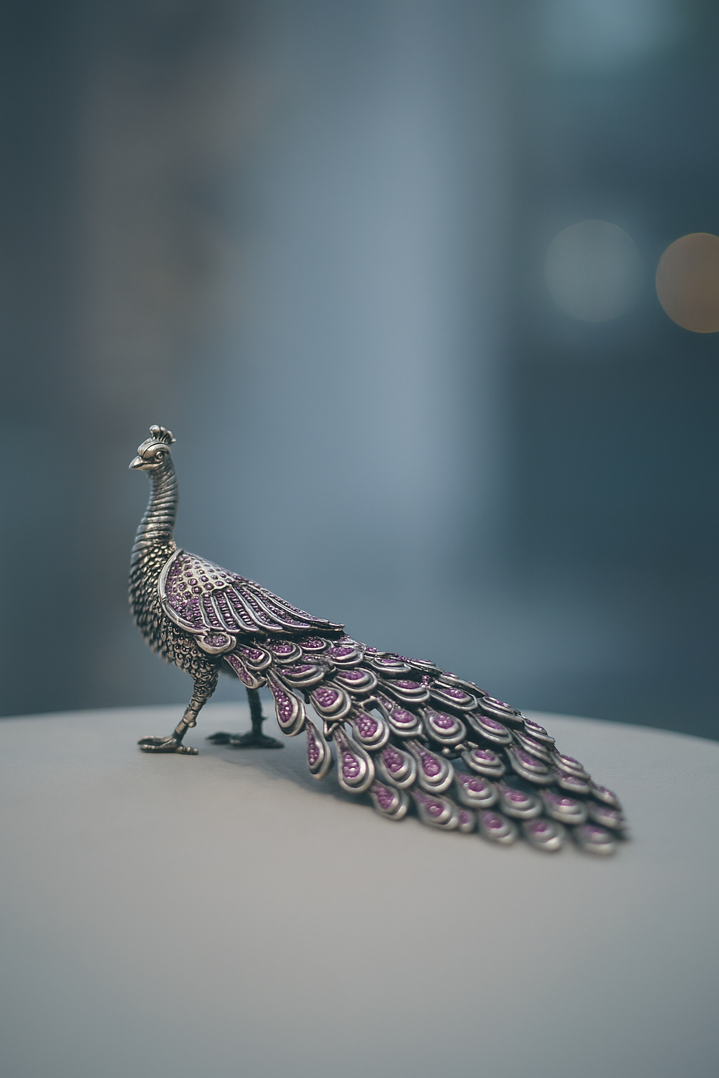 Royal Peacock Figurine in Sterling Silver image 1