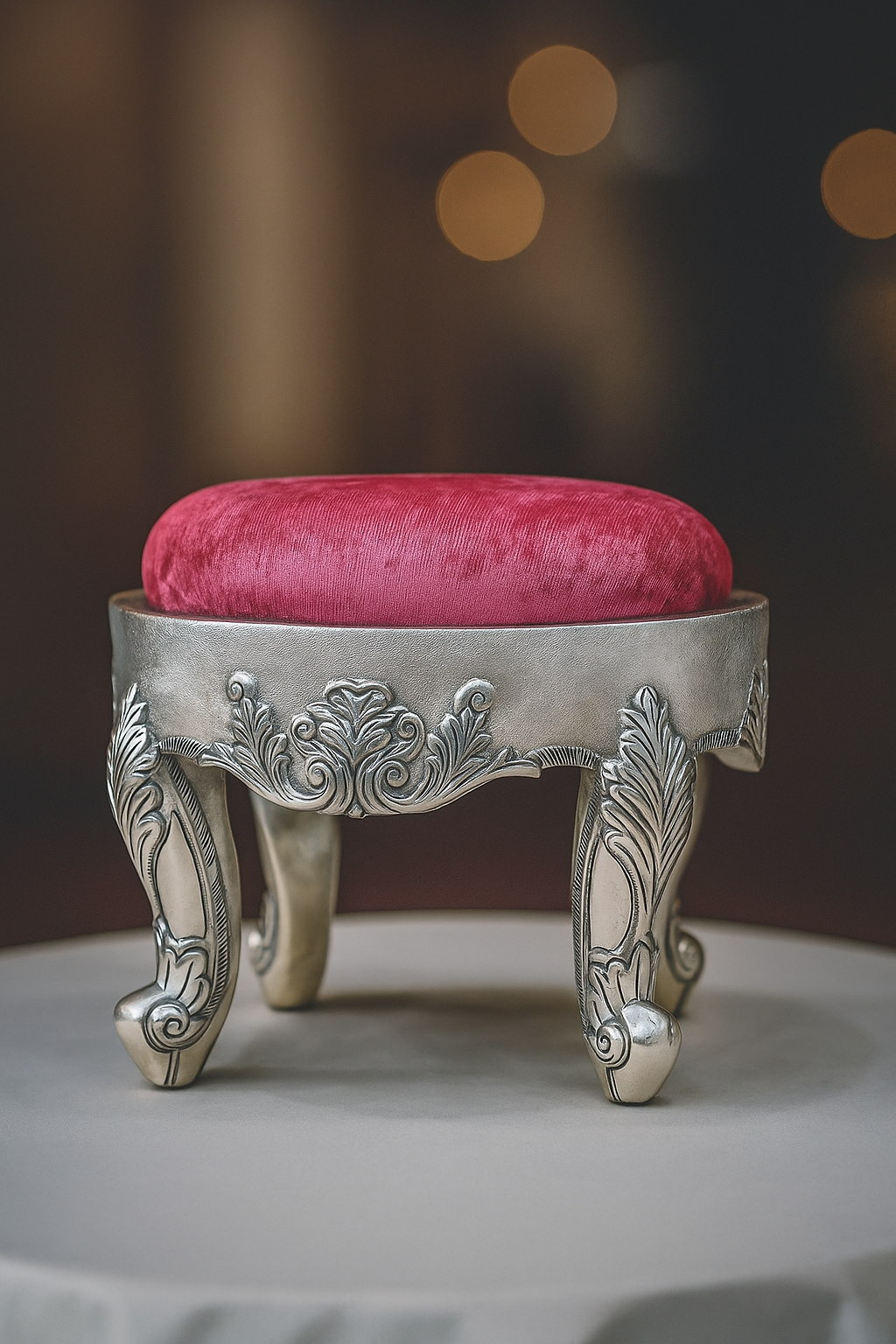 Royal Velvet Silver Stool image 1