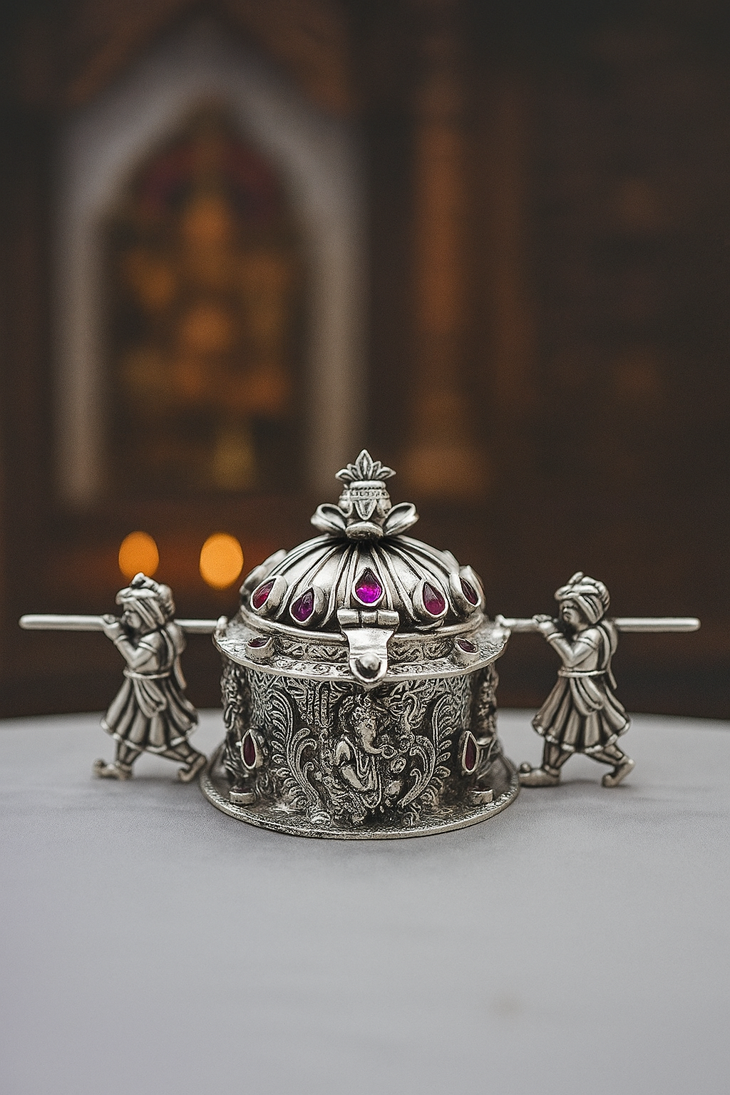 Royal Silver Palanquin Ganesha Idol image 1