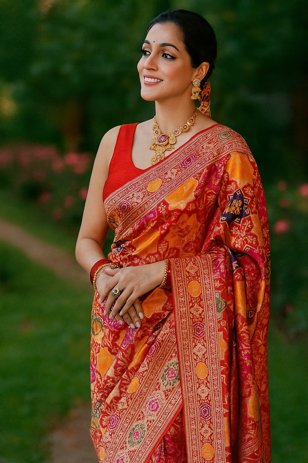 Kanchipuram Patola Fusion Silk Saree image 1