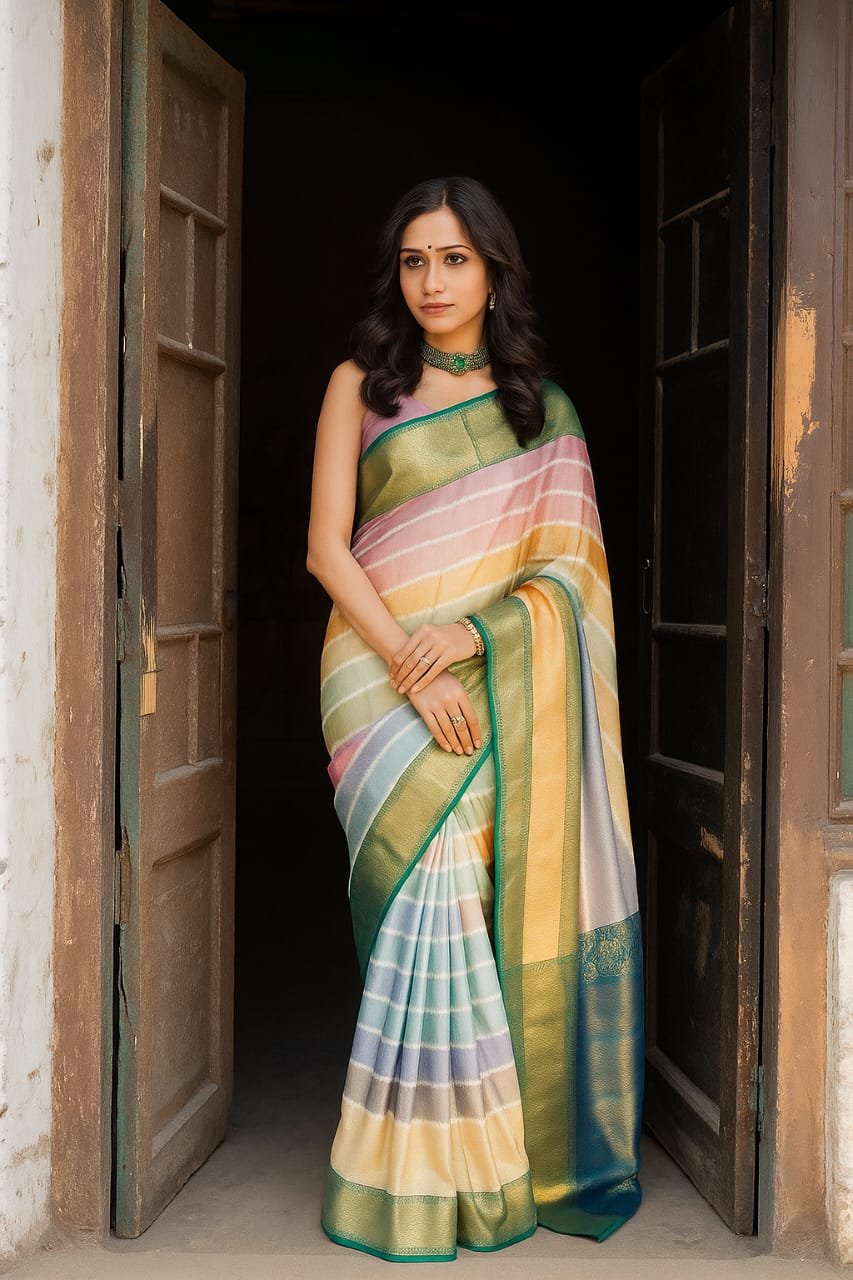 Pastel Prism Soft Silk Saree image 2