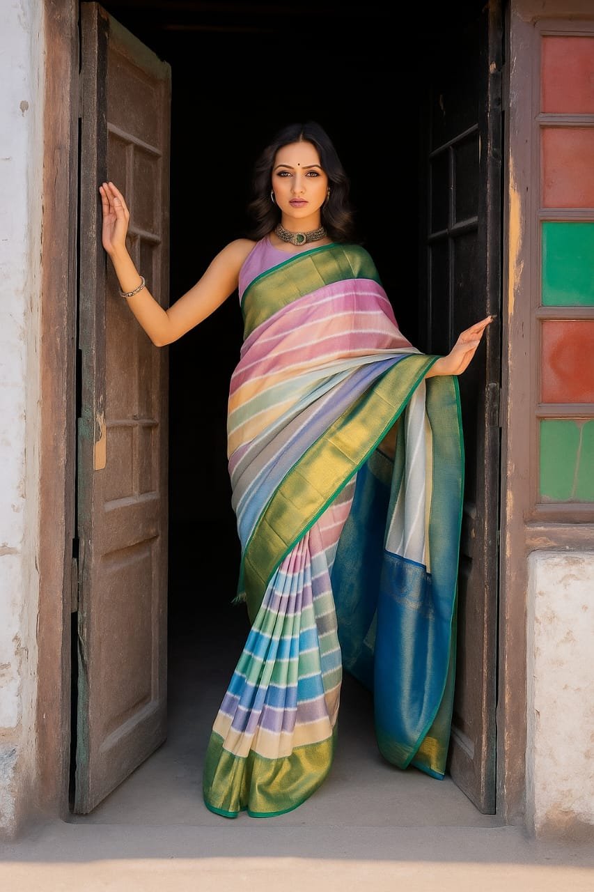 Pastel Prism Soft Silk Saree image 3