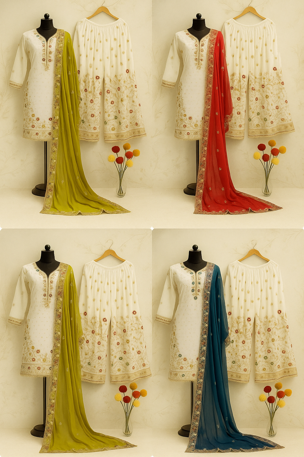 Royal Blossom Embroidered Georgette Sharara Set image 1