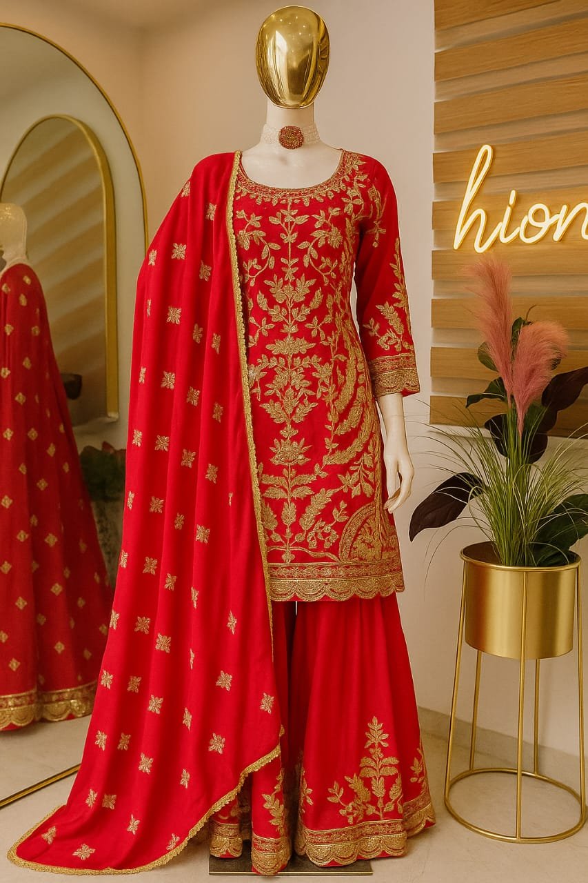 Regal Violet Zari Embroidered Sharara Set image 2