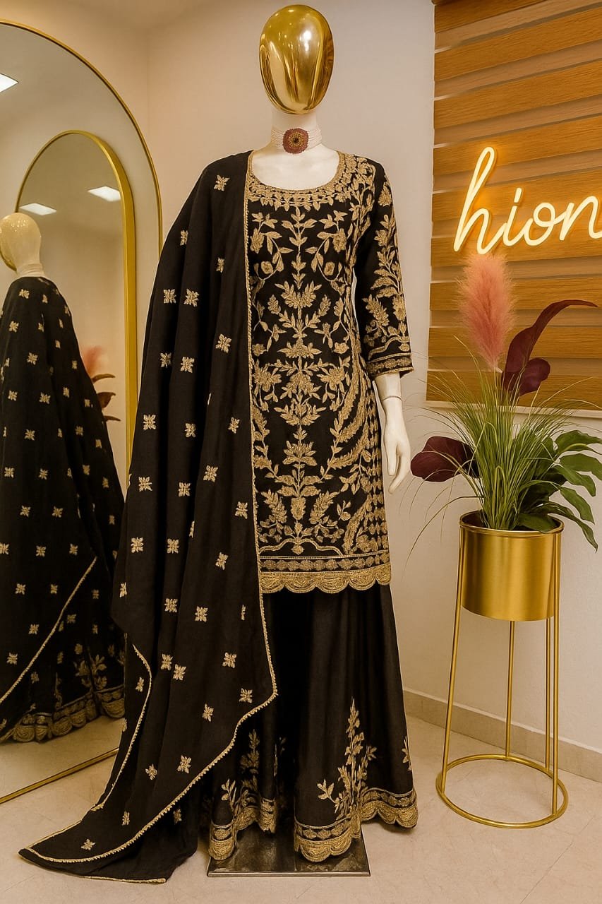 Regal Violet Zari Embroidered Sharara Set image 3