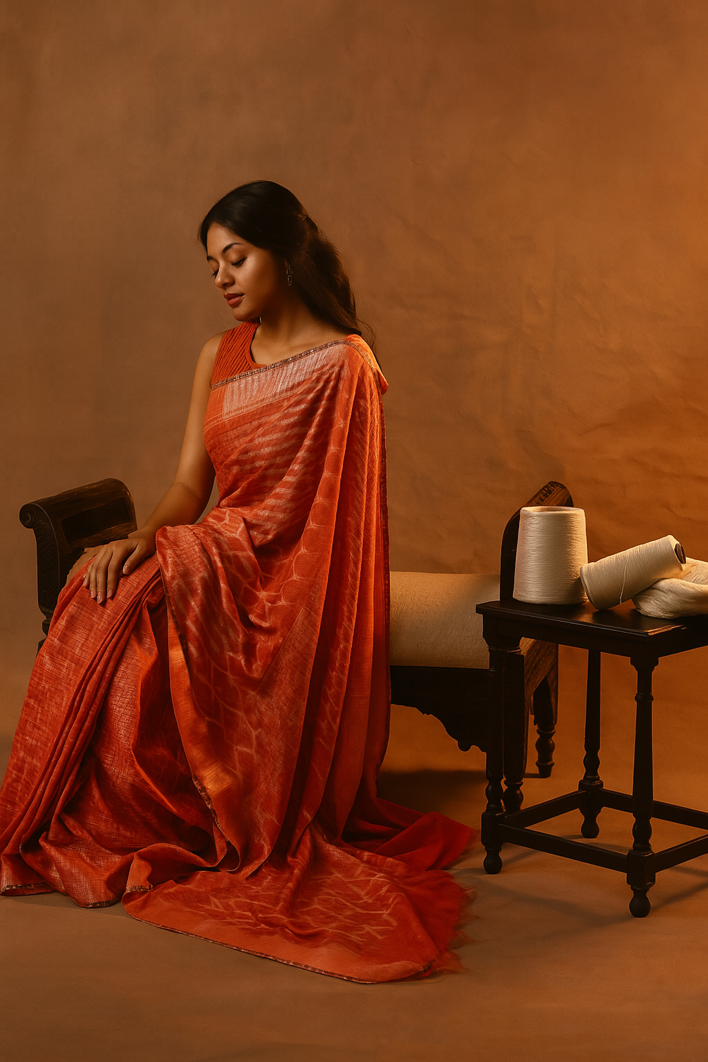 Silk Red Ikat Saree image 3