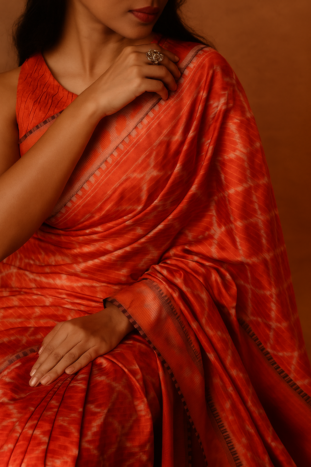 Silk Red Ikat Saree image 4