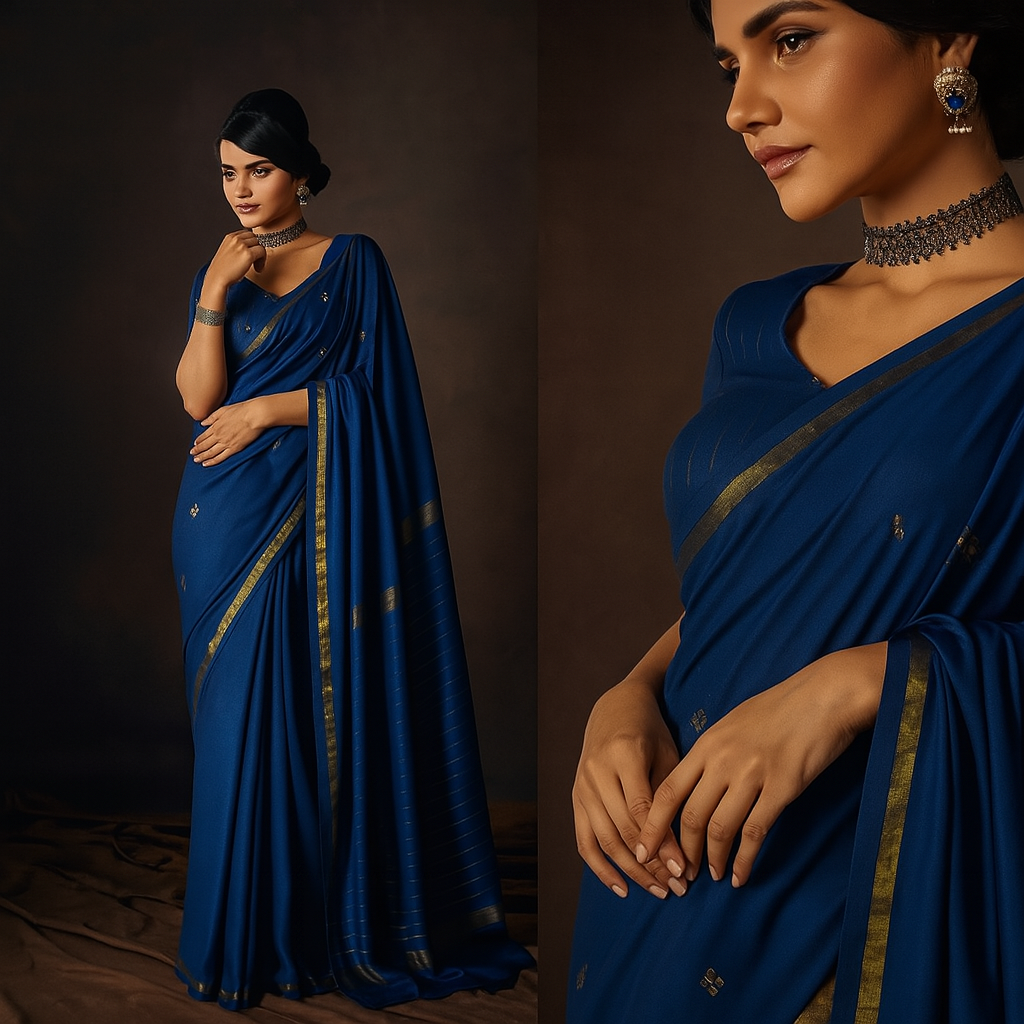 Sapphire Blue Elegance – Handwoven Eri Silk Saree image 4