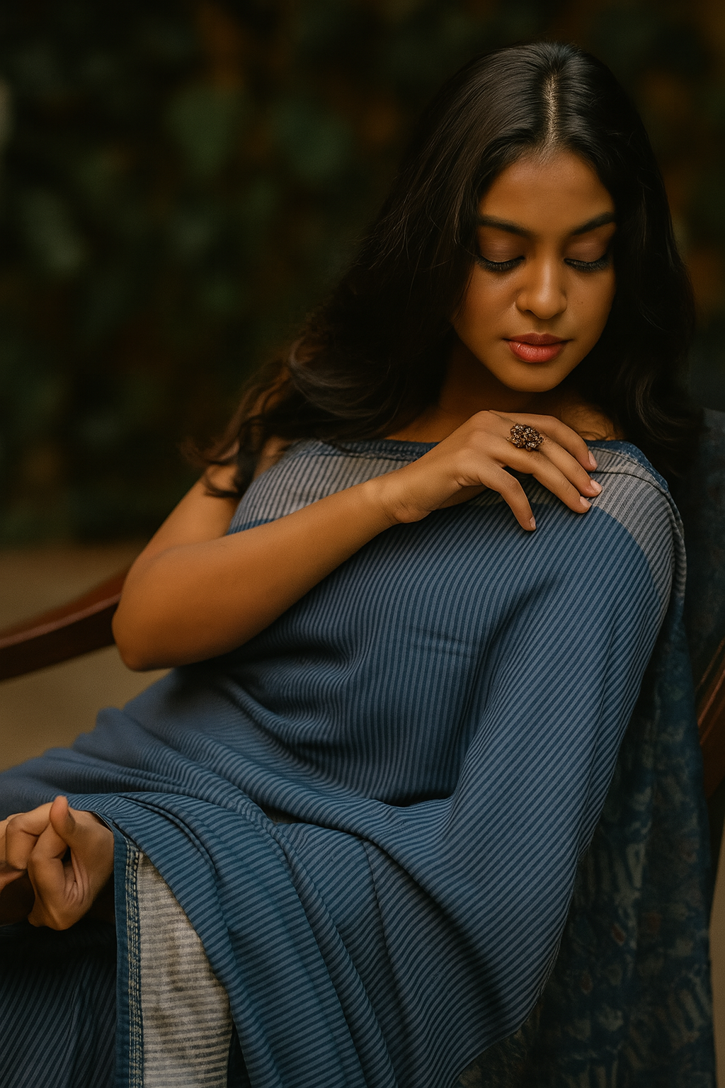 Midnight Elegance - Ahimsa Silk Saree image 1