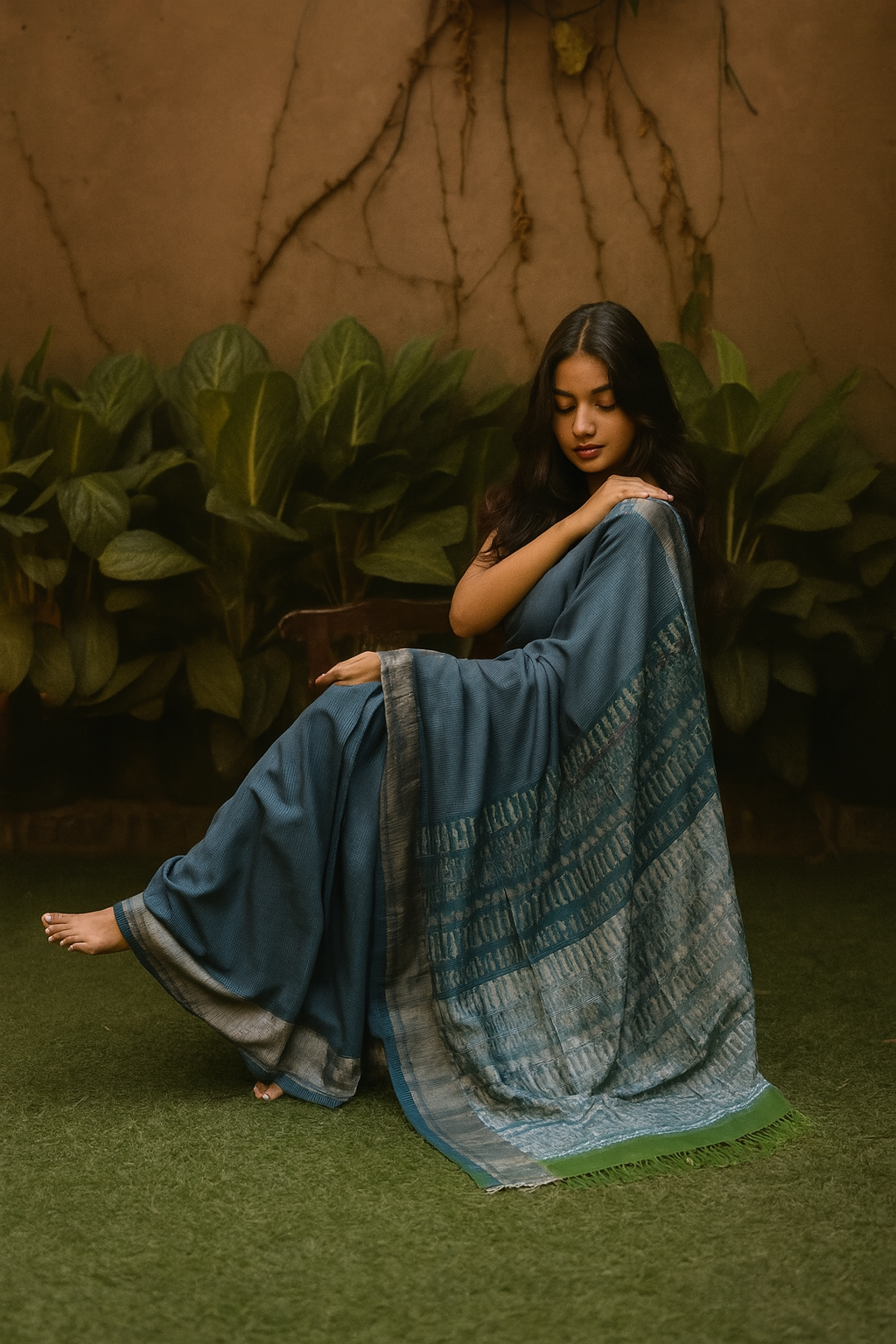 Midnight Elegance - Ahimsa Silk Saree image 3
