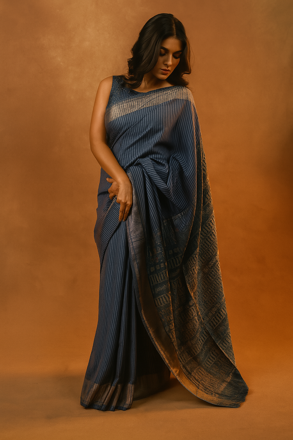Midnight Elegance - Ahimsa Silk Saree image 4