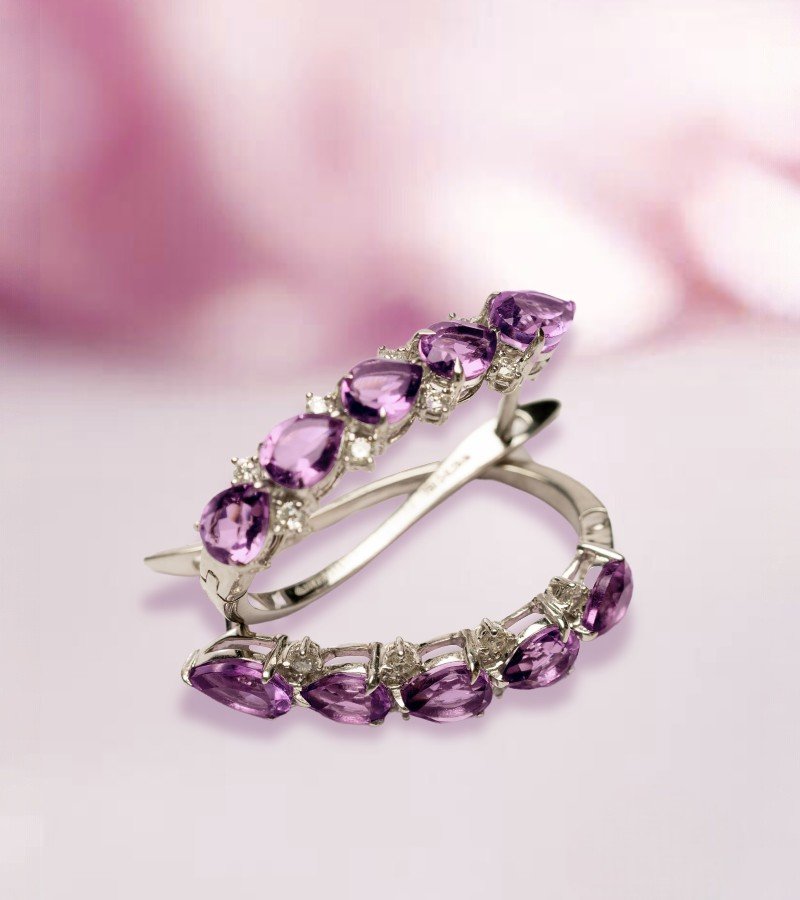 18k White Gold Hoops image 1