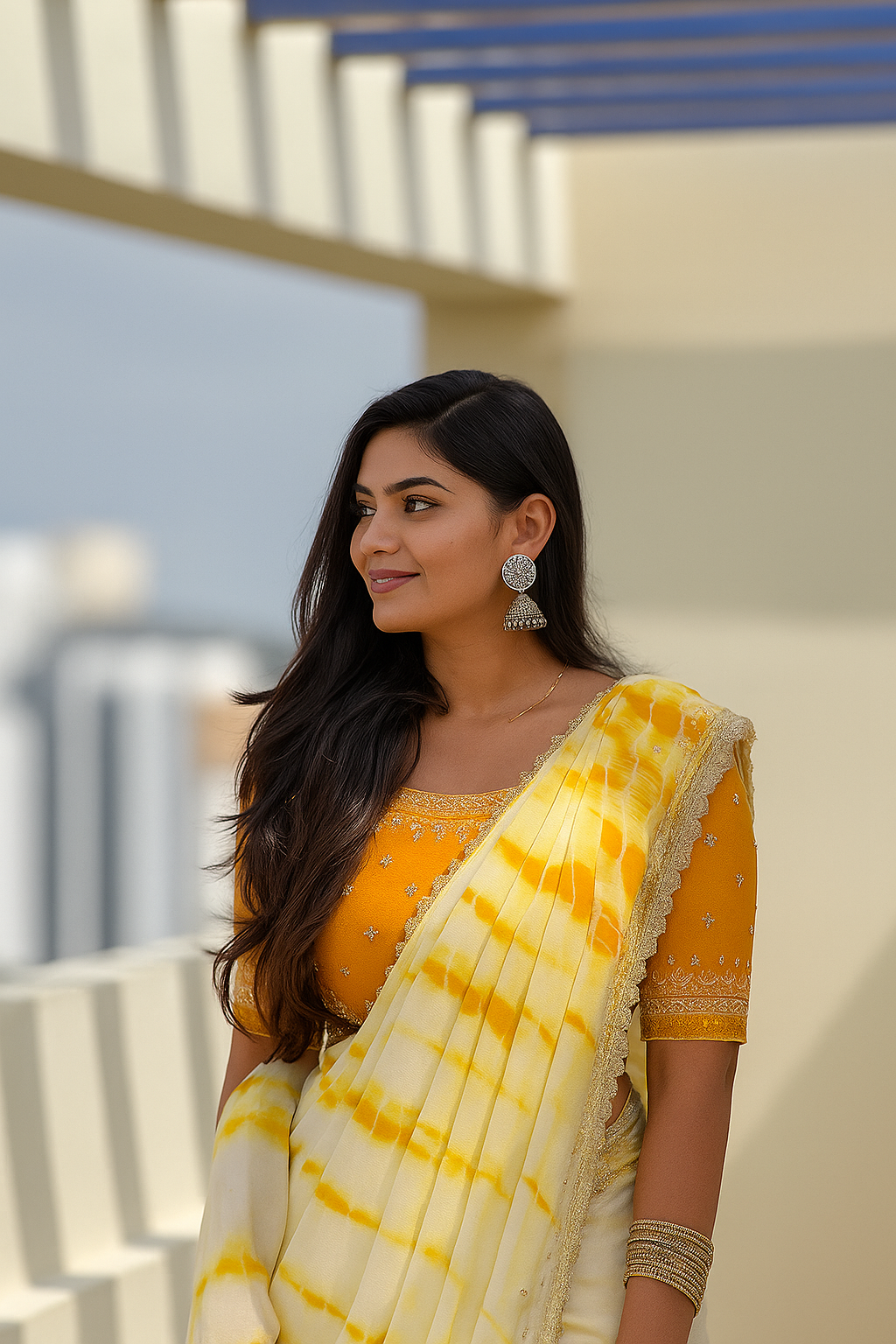Sunshine Yellow Handcrafted Tie-Dye Saree image 1