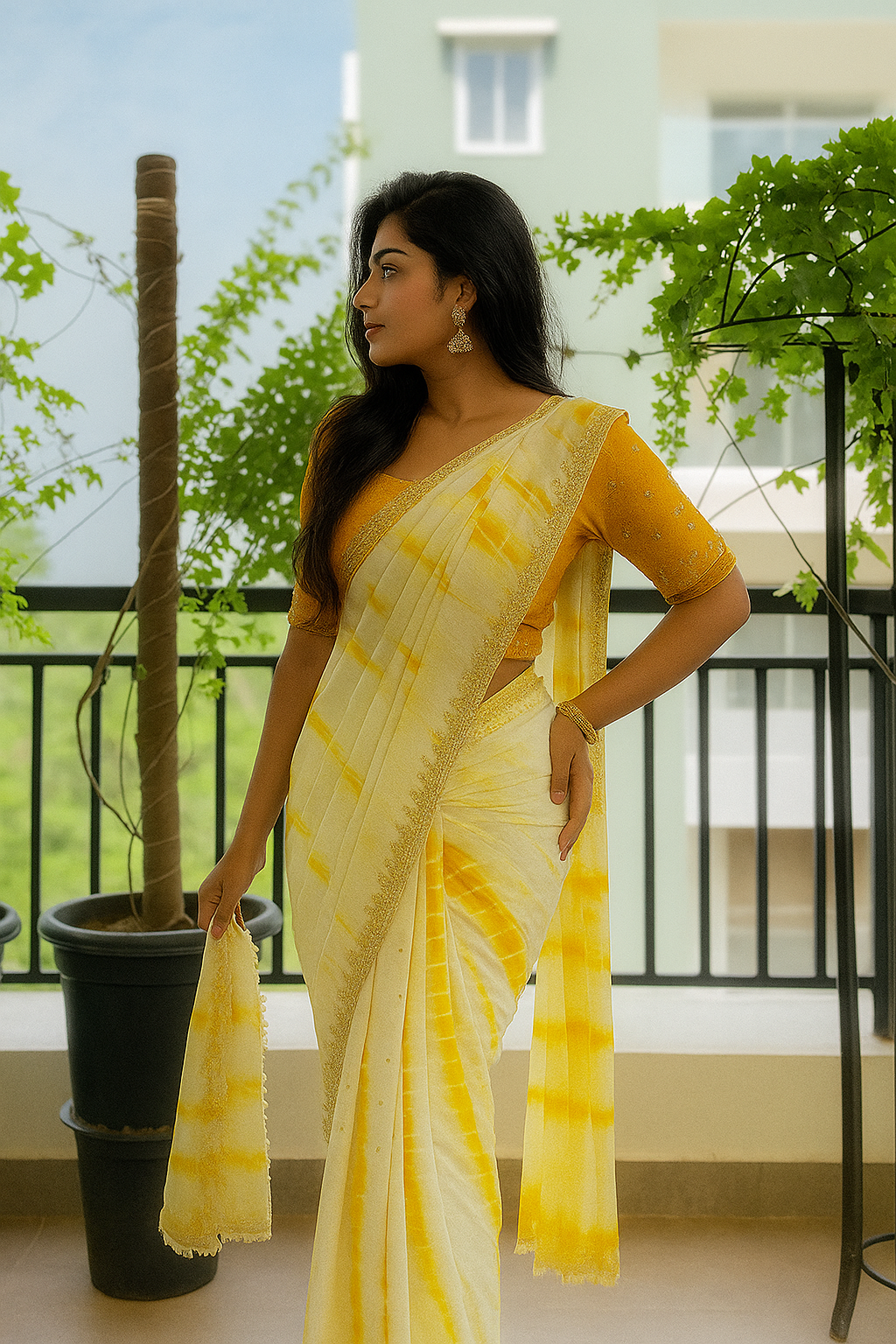 Sunshine Yellow Handcrafted Tie-Dye Saree image 2