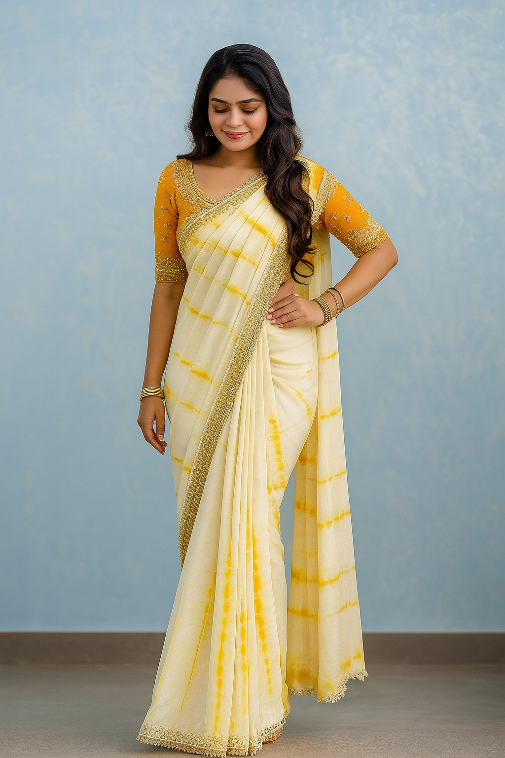 Sunshine Yellow Handcrafted Tie-Dye Saree image 4
