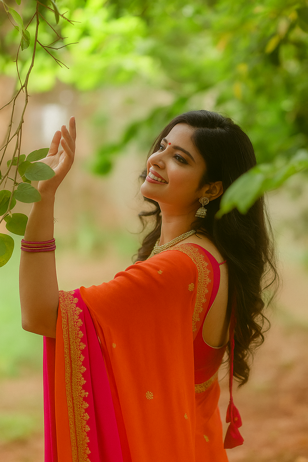 Sunset Bloom Dual-Shade Georgette Saree image 1