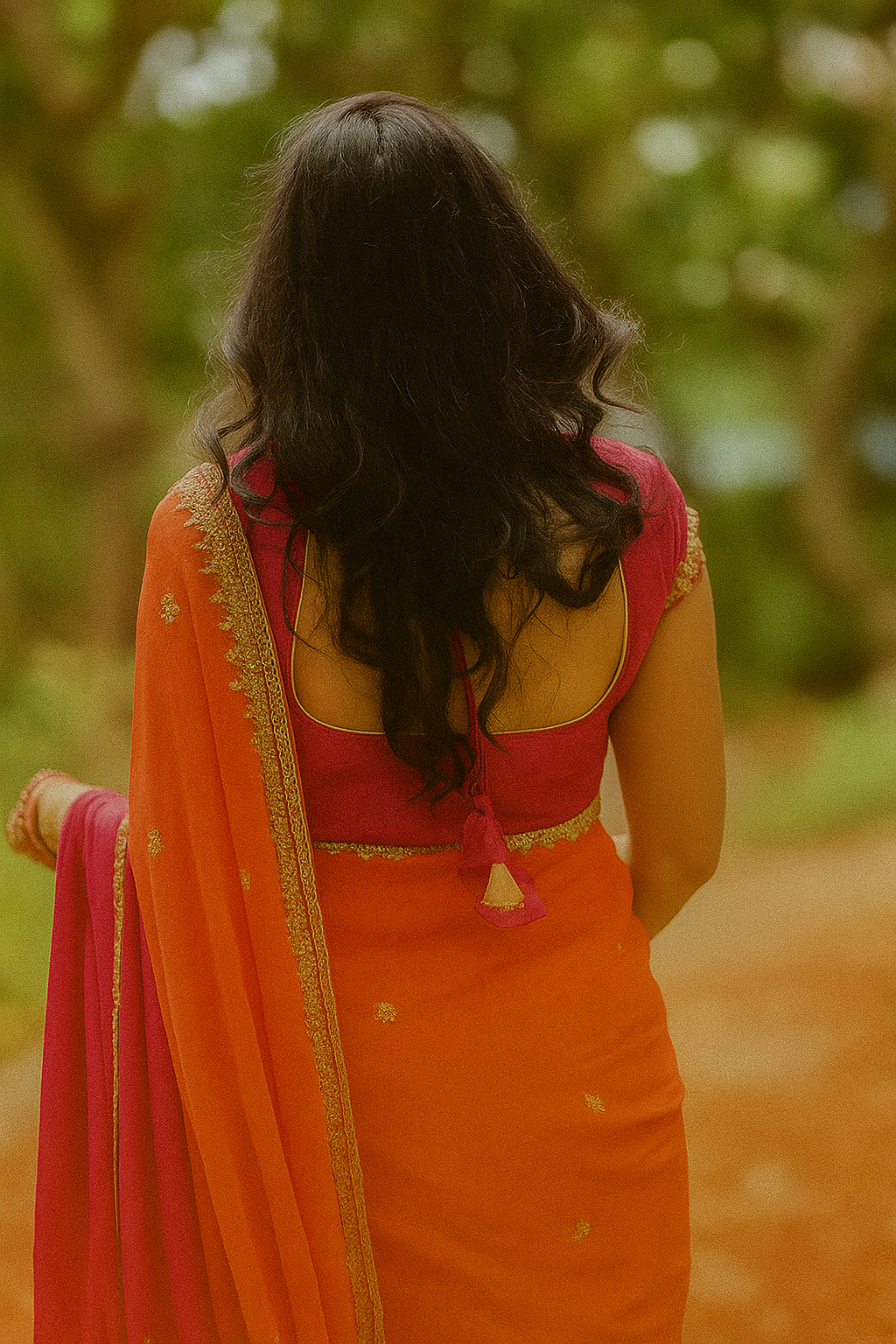 Sunset Bloom Dual-Shade Georgette Saree image 2