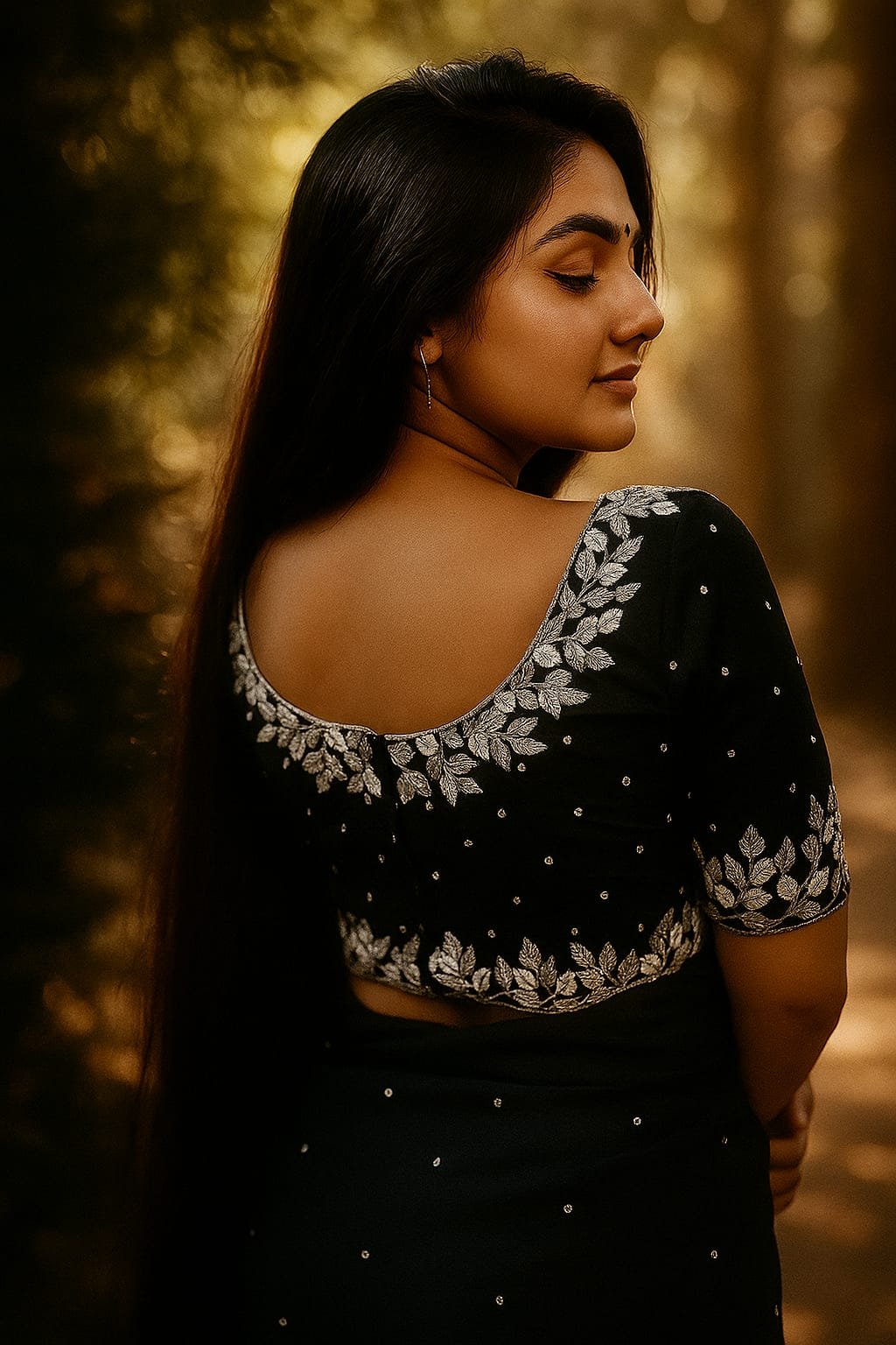 Midnight Charm Black Embroidered Georgette Saree image 3