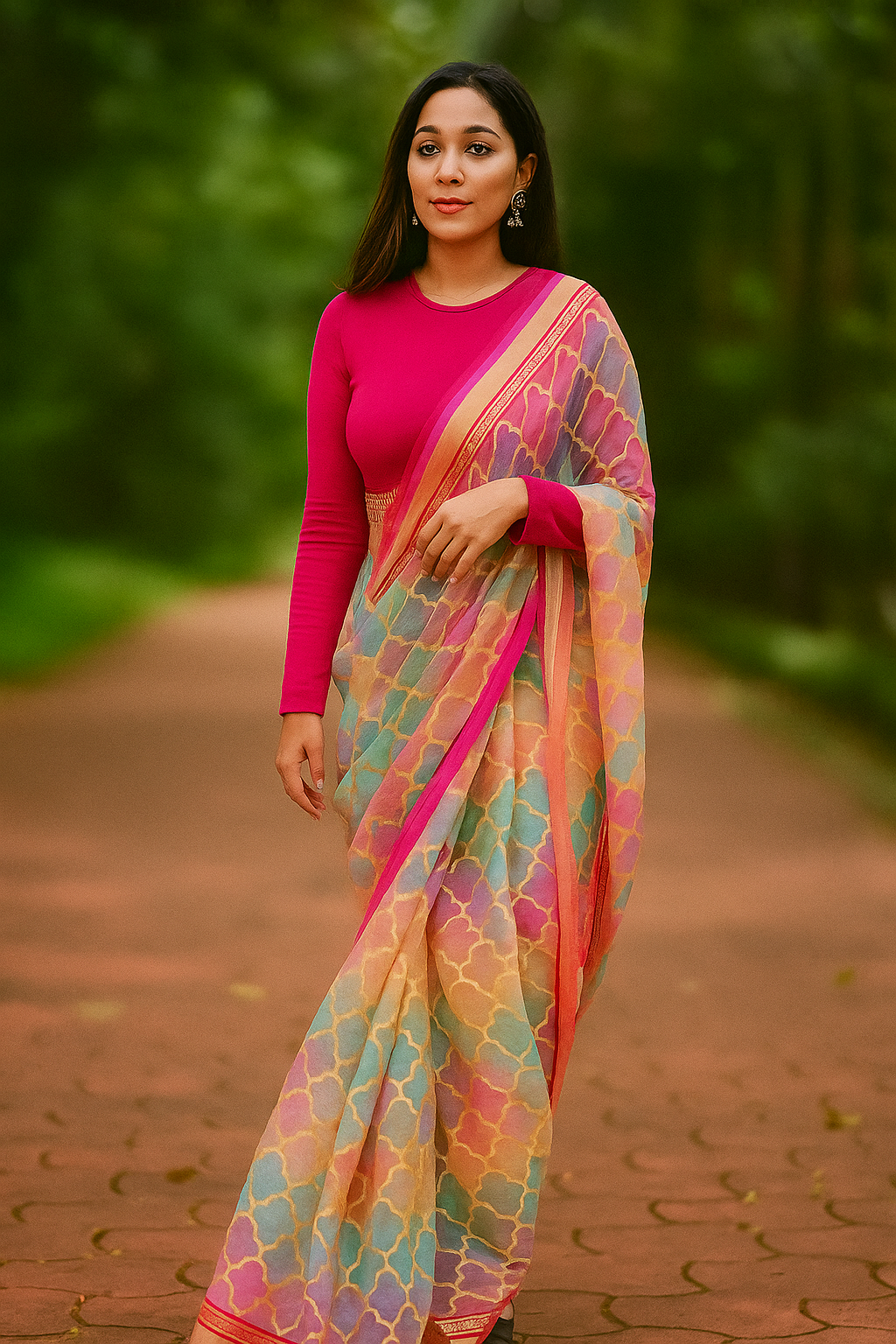 Moroccan Pastel Dreams Organza Saree image 2