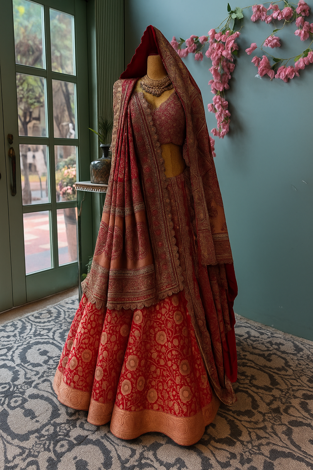 Regal Maroon Banarasi Bridal Lehenga image 1