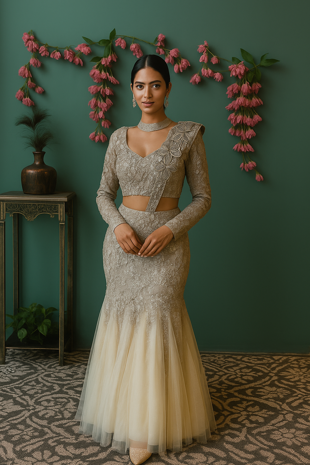 Modern Elegance Draped Gown Ensemble image 3