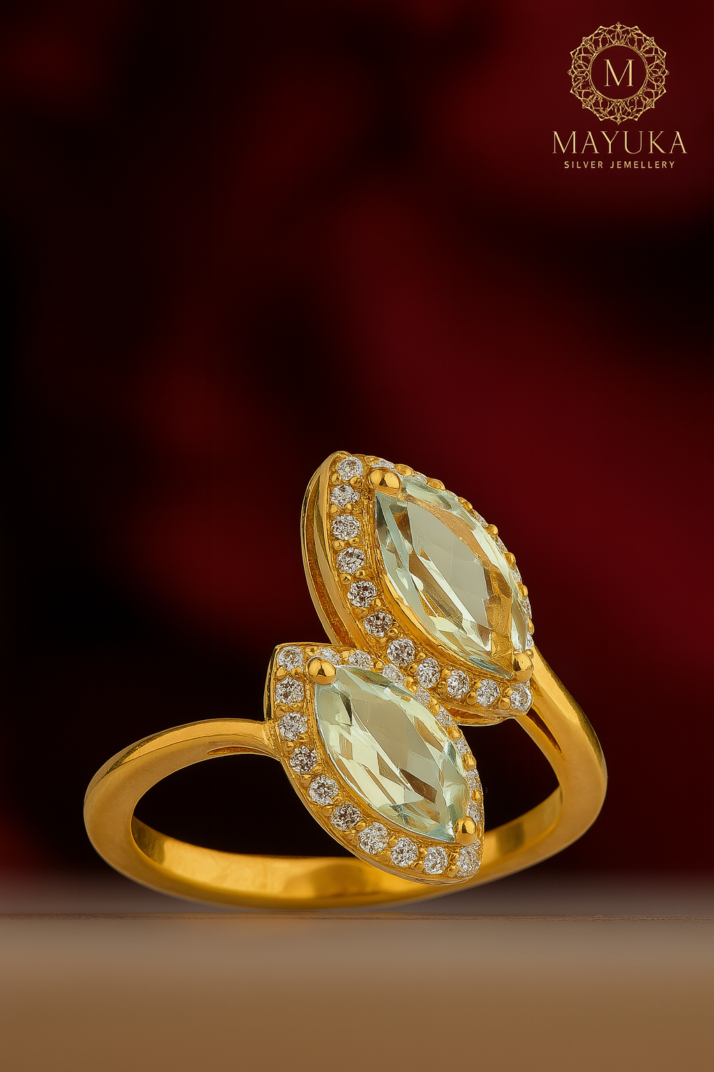 Elegant Twin Marquise-Cut Crystal Ring image 1