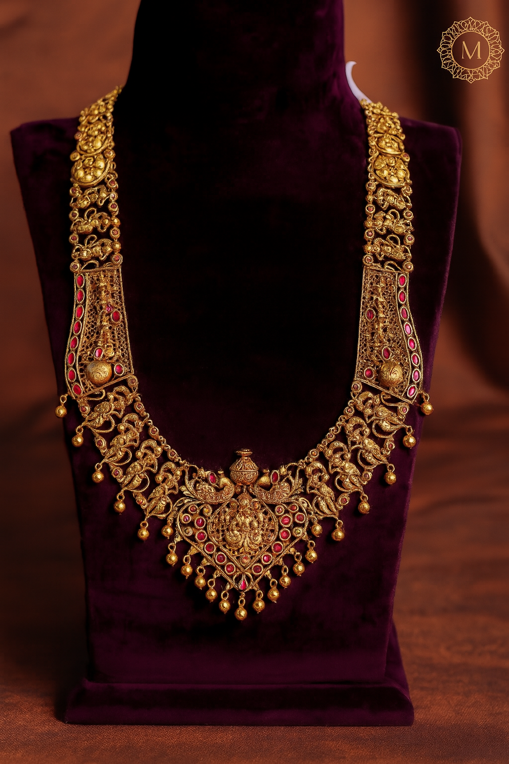 Antique Lakshmi Ruby Gold Necklace image 1