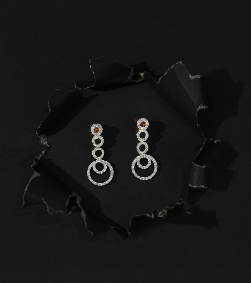 Celestial Circle Diamond Drop Earrings image 1