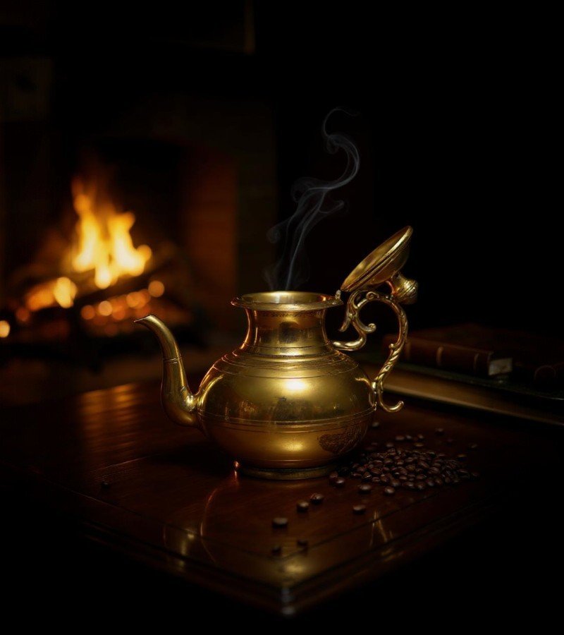 Vintage Solid Brass Tea Pot image 1