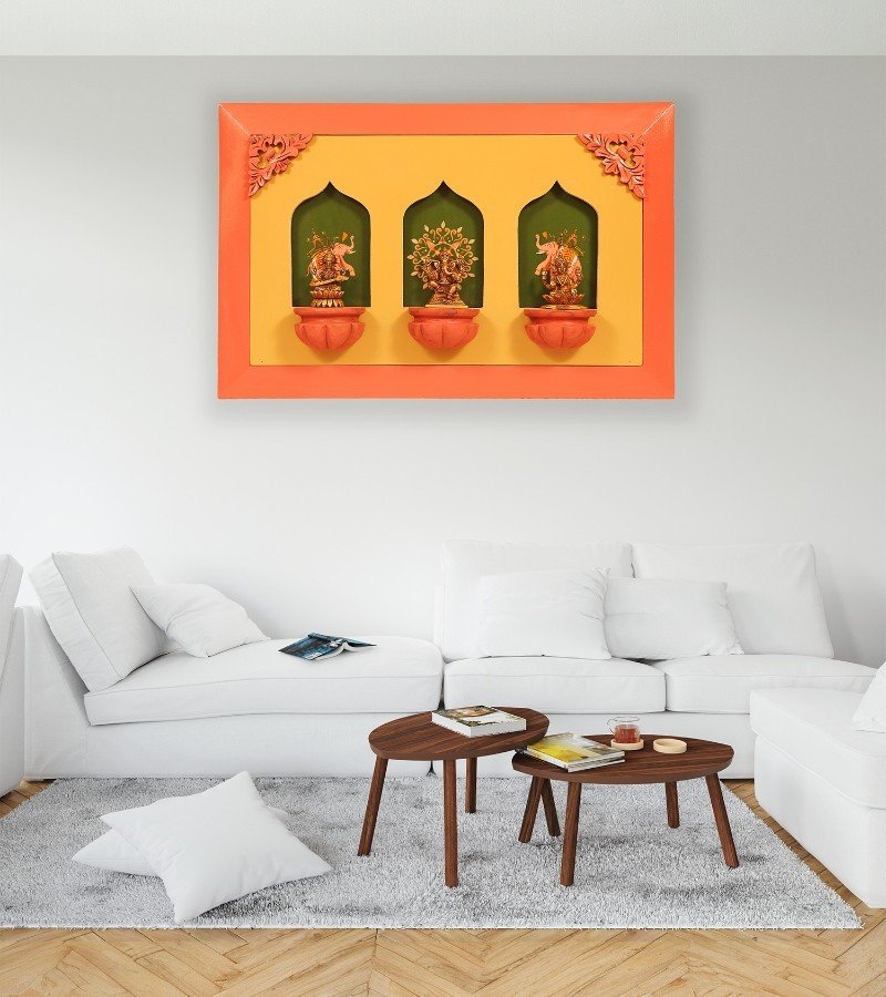 Brass Idols of Sarasvati, Ganesh &amp; Lakshmi image 1