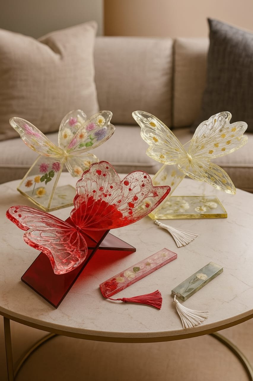 Floral Wings Resin Butterfly Decor Set with Bookmarks image 4