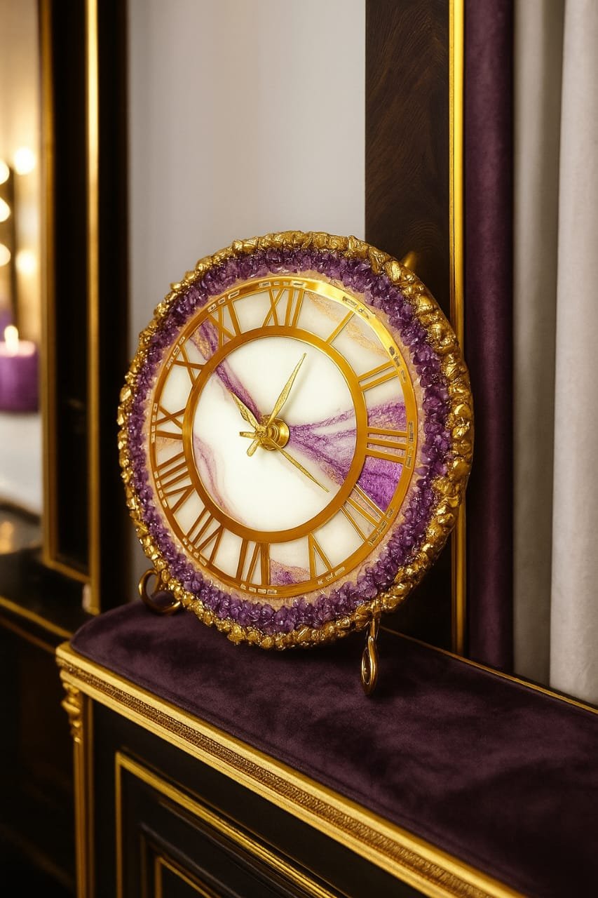 Royal Amethyst Geode Wall Clock image 3