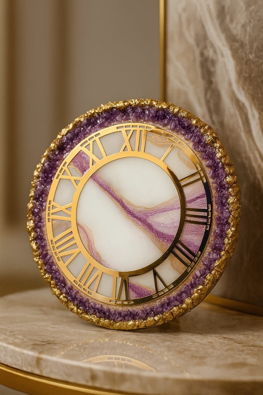 Royal Amethyst Geode Wall Clock image 4