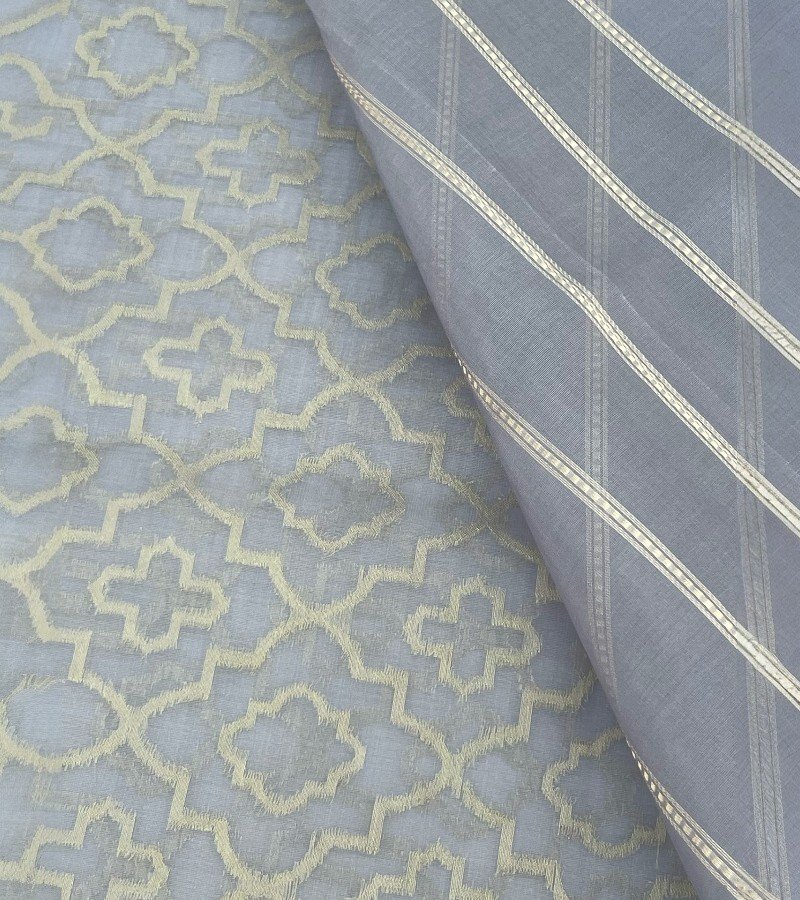 Grey Handloom Banarasi Kora Saree image 1