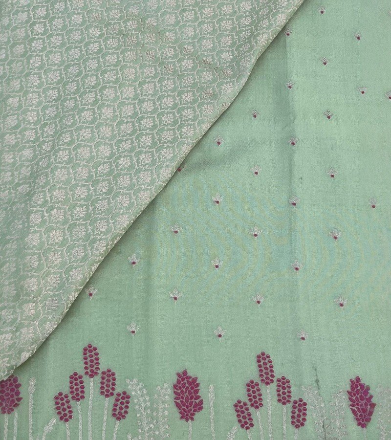Olive Green Handloom Banarasi Ektara Silk Saree image 1